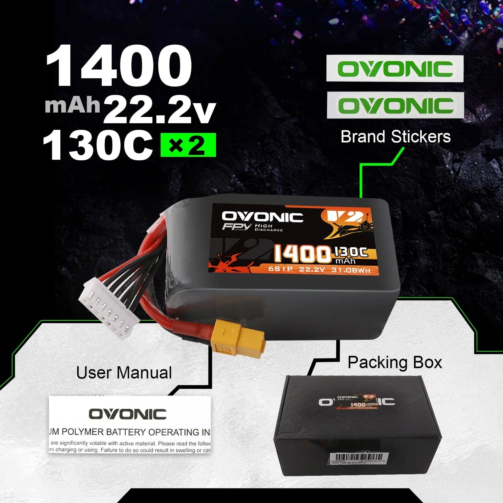 Ovonic 6S 1400mAh 130C LiPo-ba - Walksnail Avatar Hd Goggles X recensie en prijs